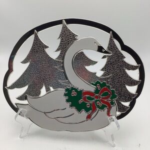 Vintage 1987 William A Rogers/Oneida Silver Holiday Swan Trivet